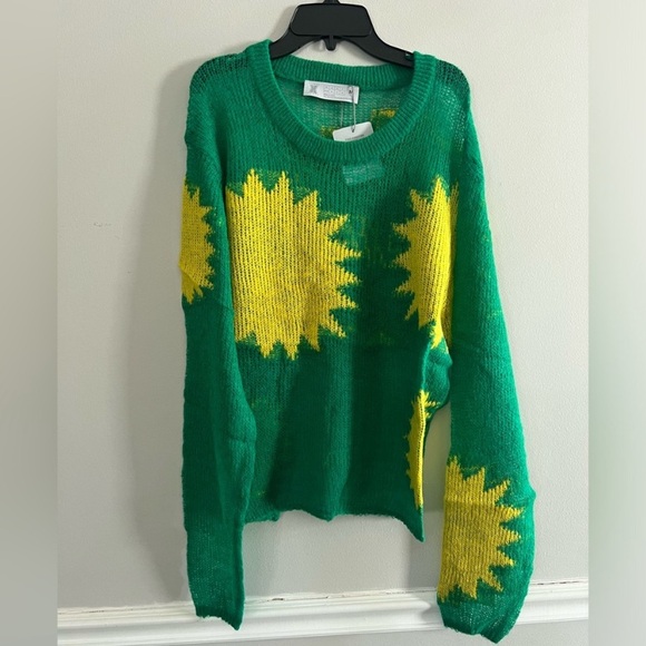 KNITTin PRETTY Green & Yellow Fenty Women's Sweater - Picture 3 of 7